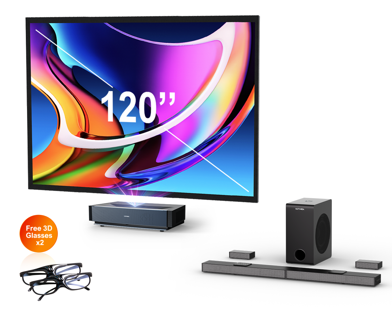 Thor T60 + Nova S80 + Laser TV ALR Cinematic Screen Bundle