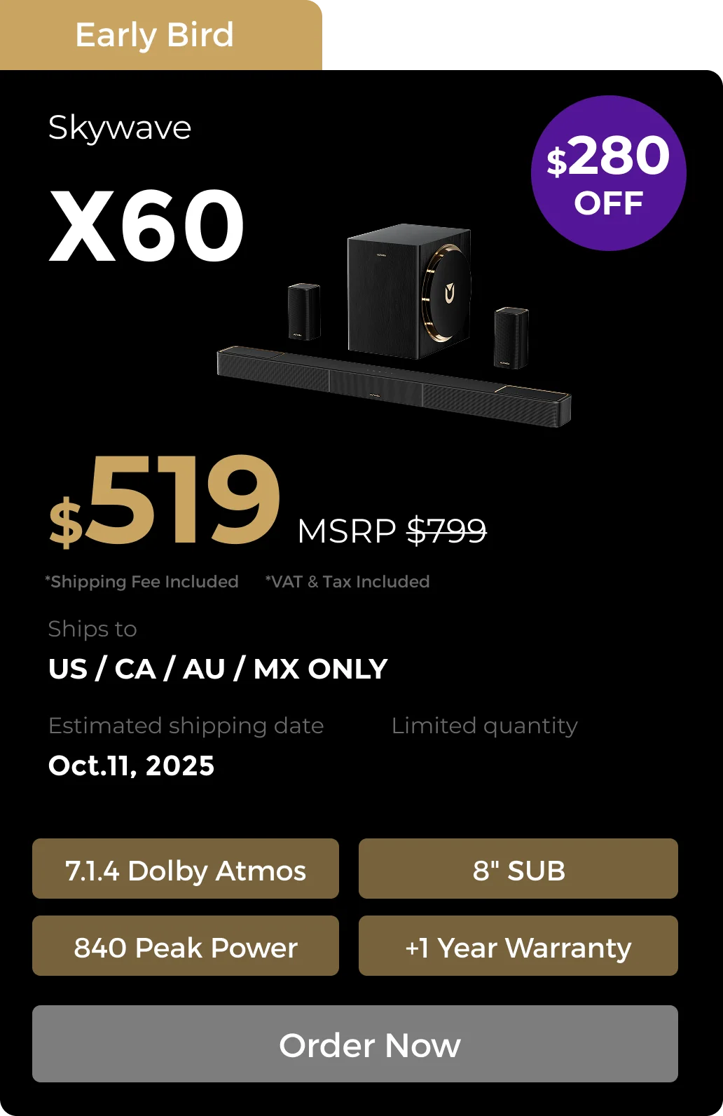 Skywave X60 7.1.4 Soundbar