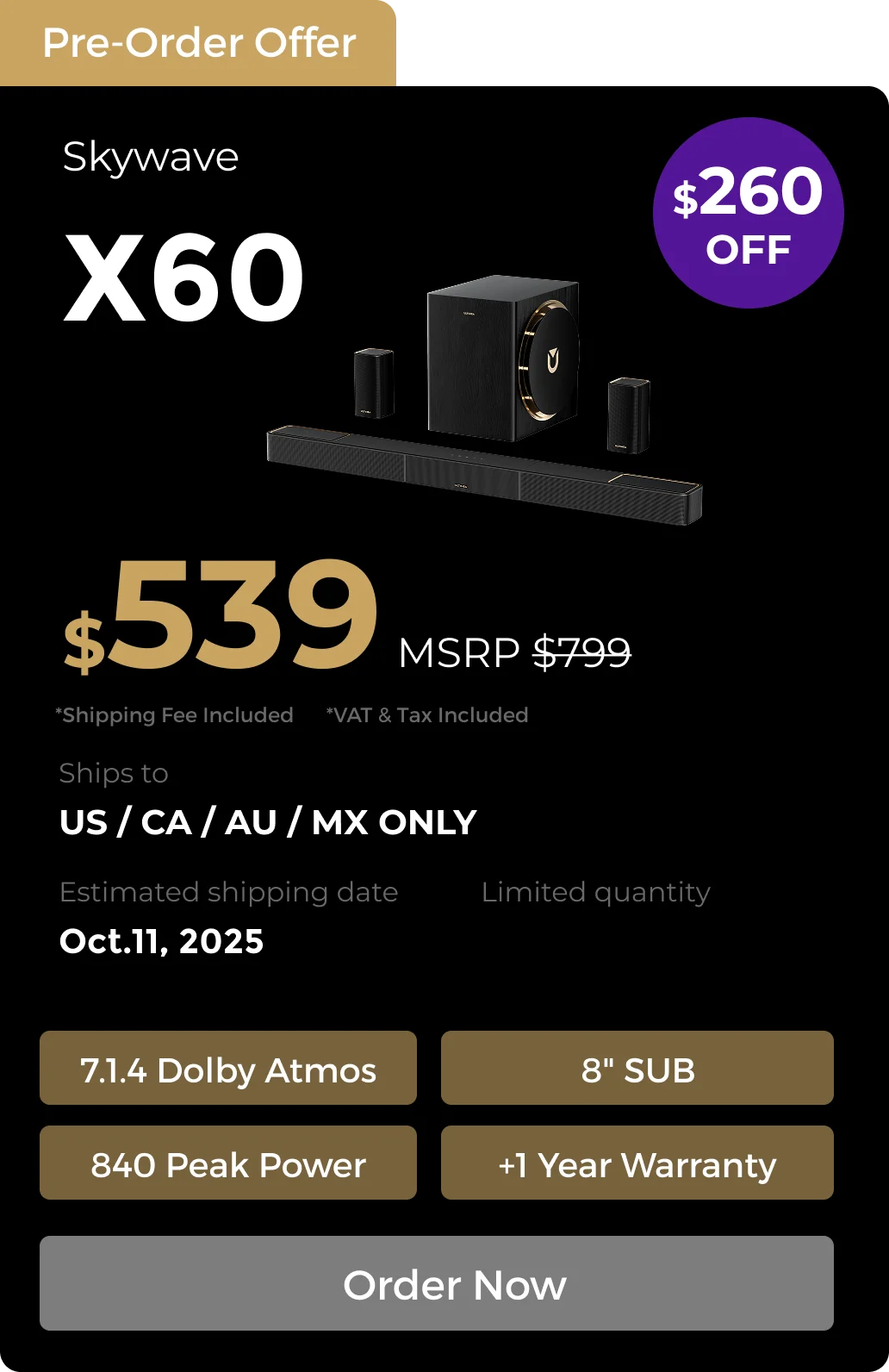 Skywave X60 7.1.4 Soundbar