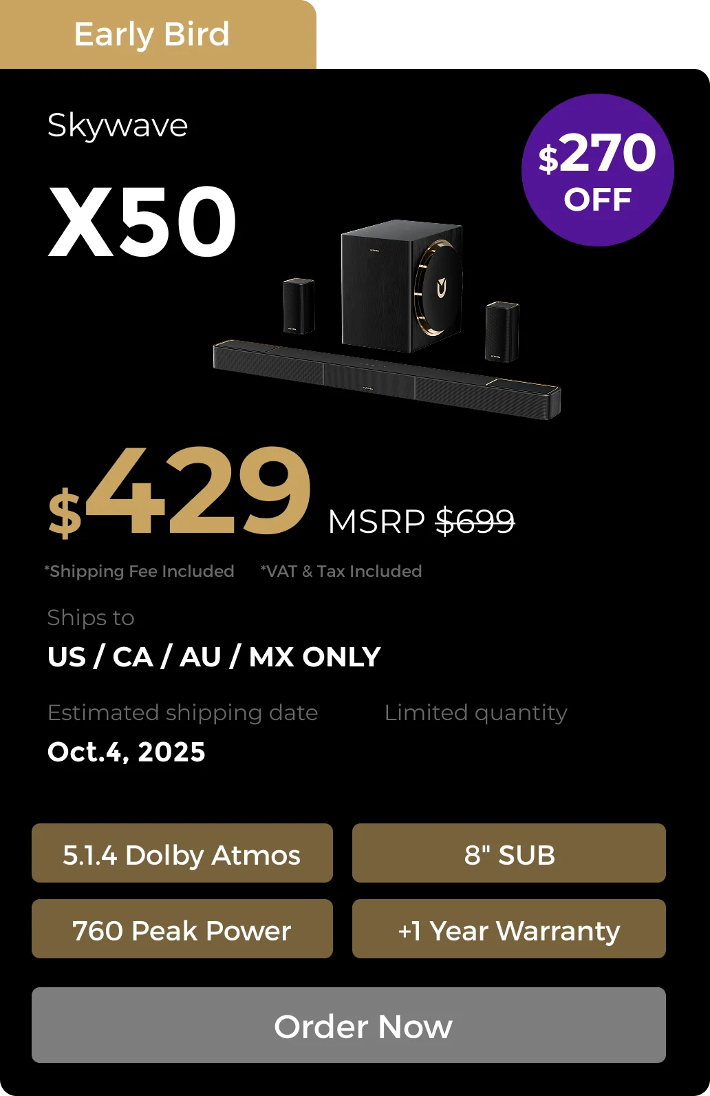Skywave X50 5.1.4 Soundbar