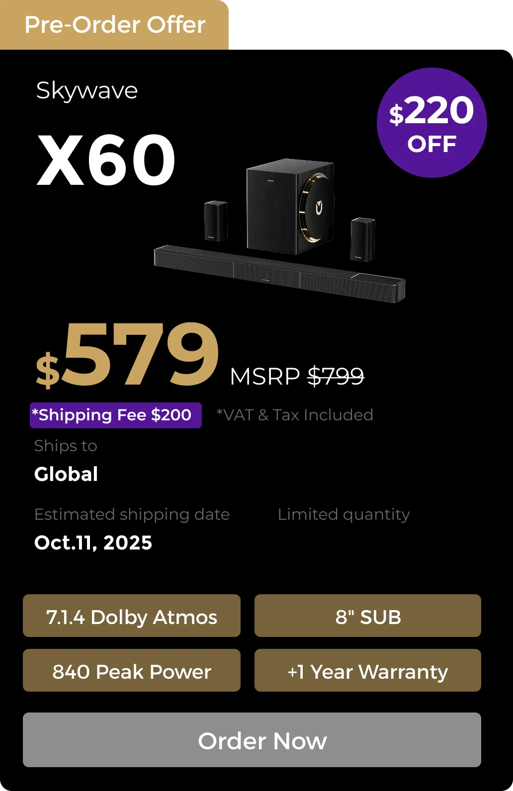 Skywave X60 7.1.4 Soundbar