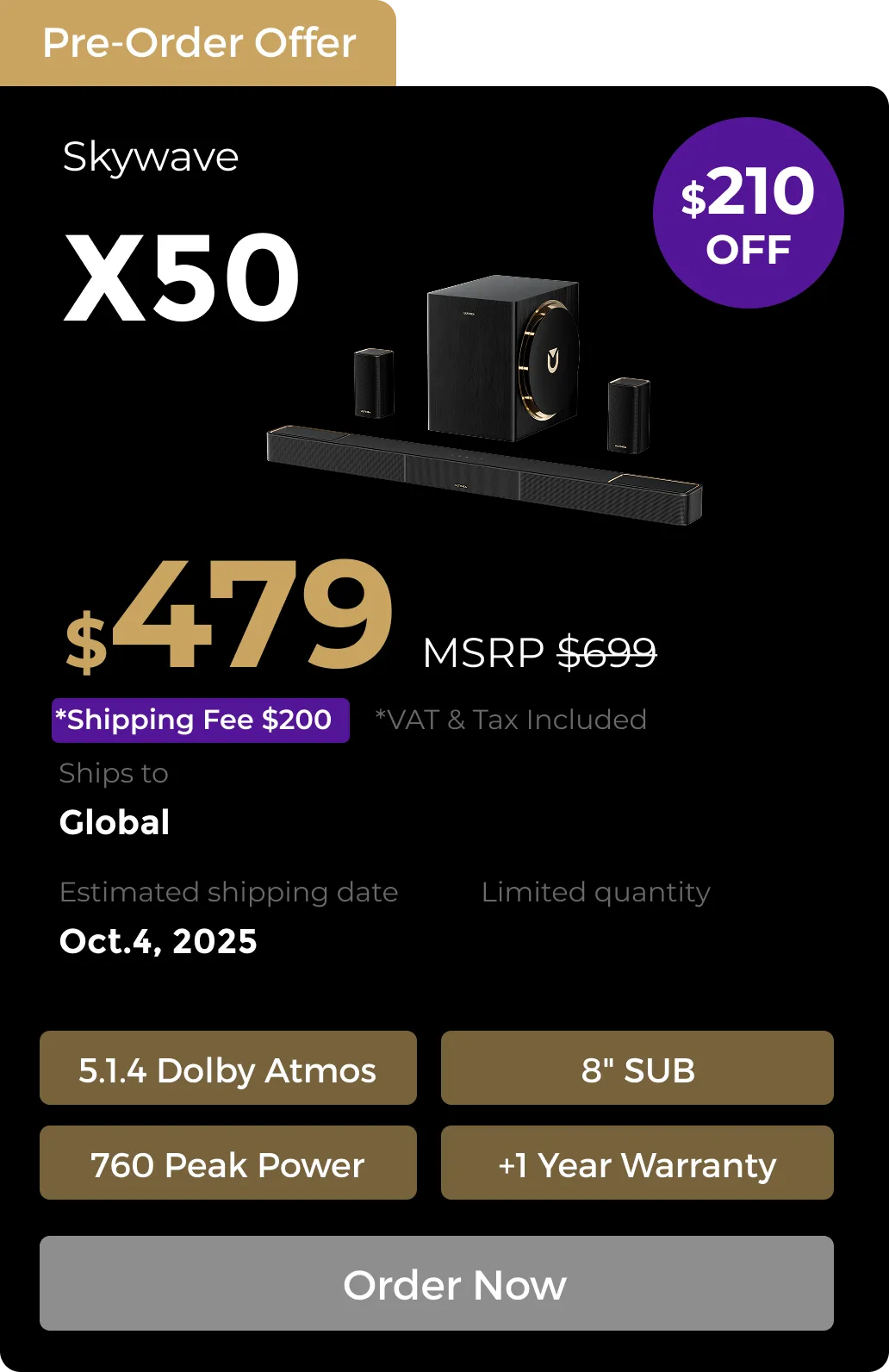Skywave X50 5.1.4 Soundbar