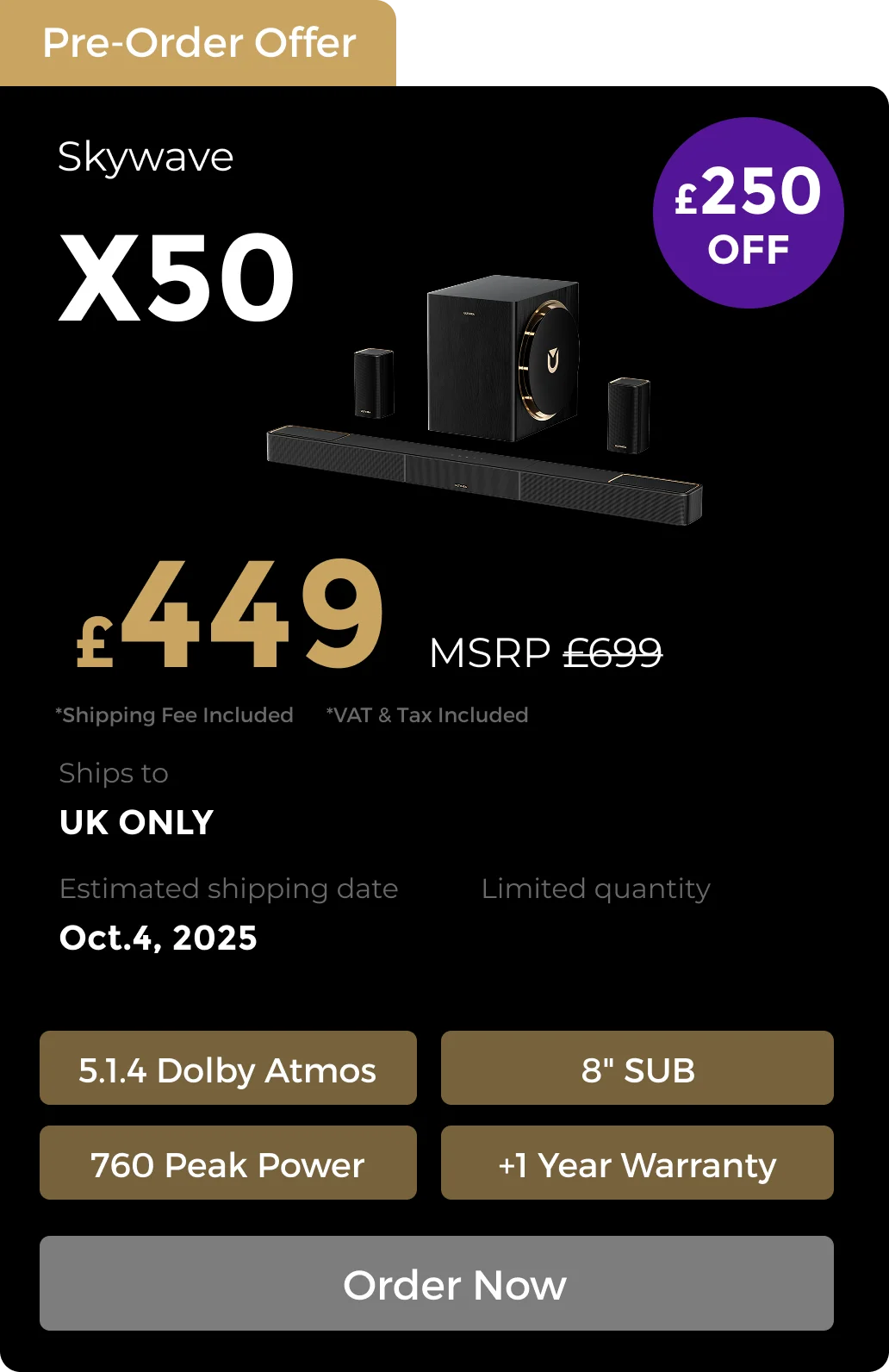 Skywave X50 5.1.4 Soundbar