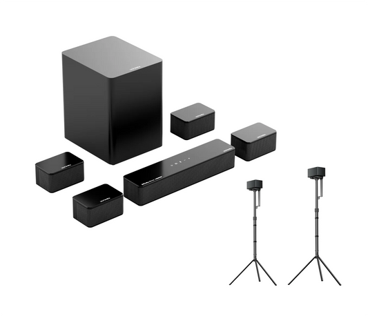 Poseidon D80 Boom Dolby Atmos Soundbar + Speak Stands