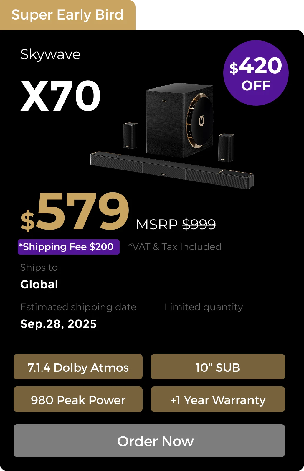 Skywave X70 7.1.4 Soundbar