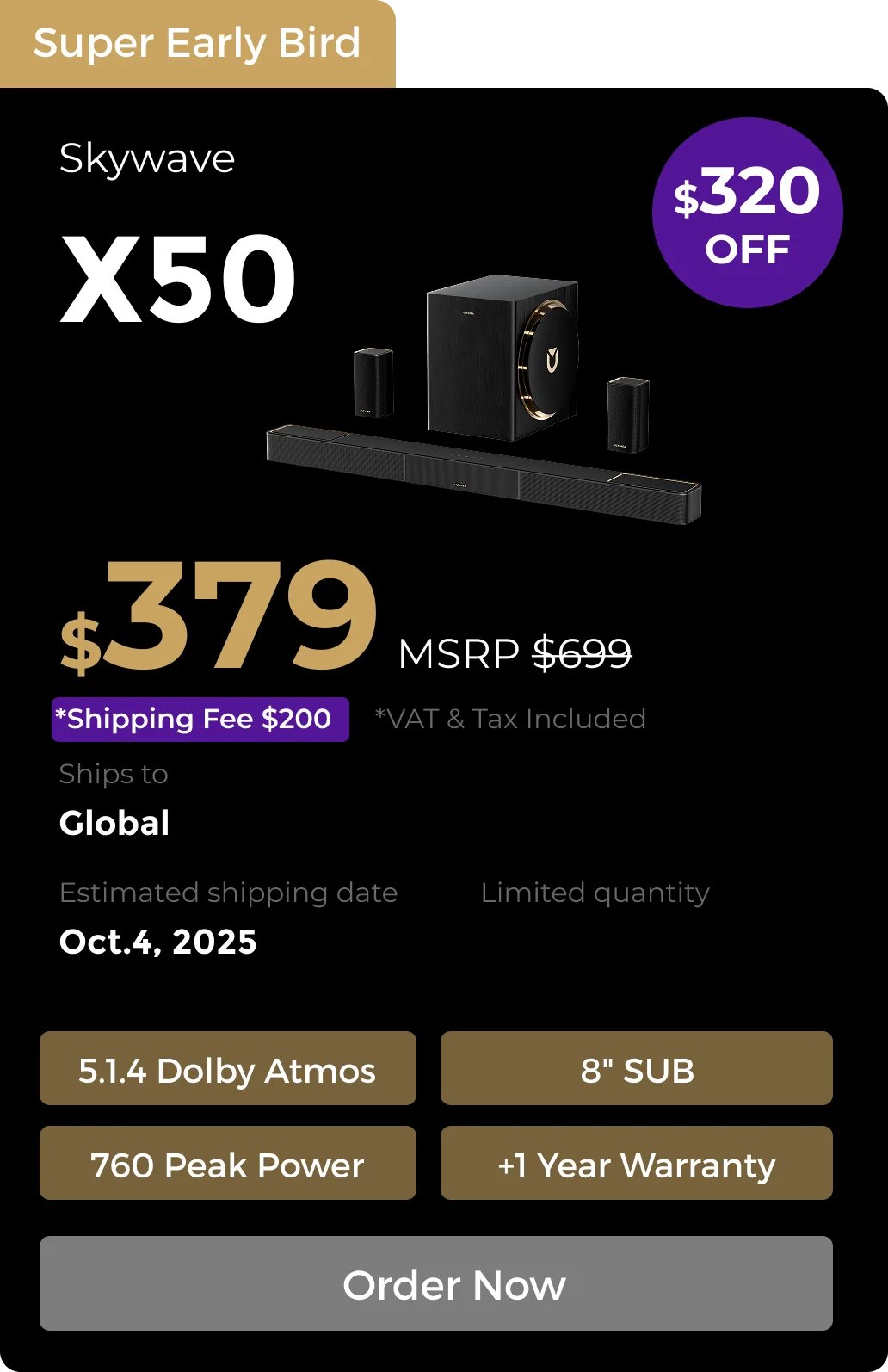 Skywave X50 5.1.4 Soundbar