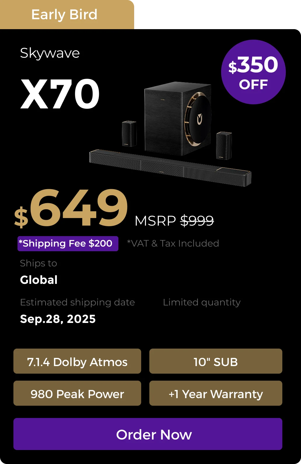 Skywave X70 7.1.4 Soundbar