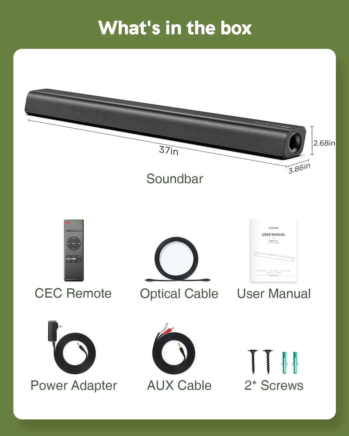 Odine III Soundbar Package List