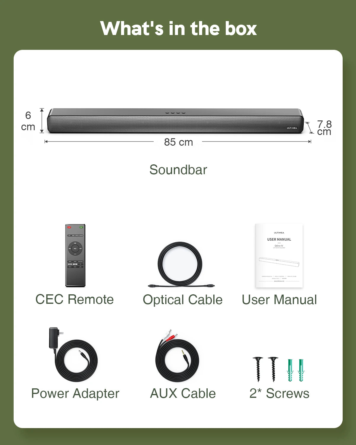 Odine IV Soundbar Package List