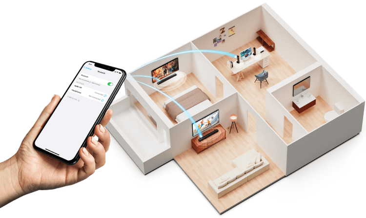 Use bluetooth connect soundbar in various scenarios.