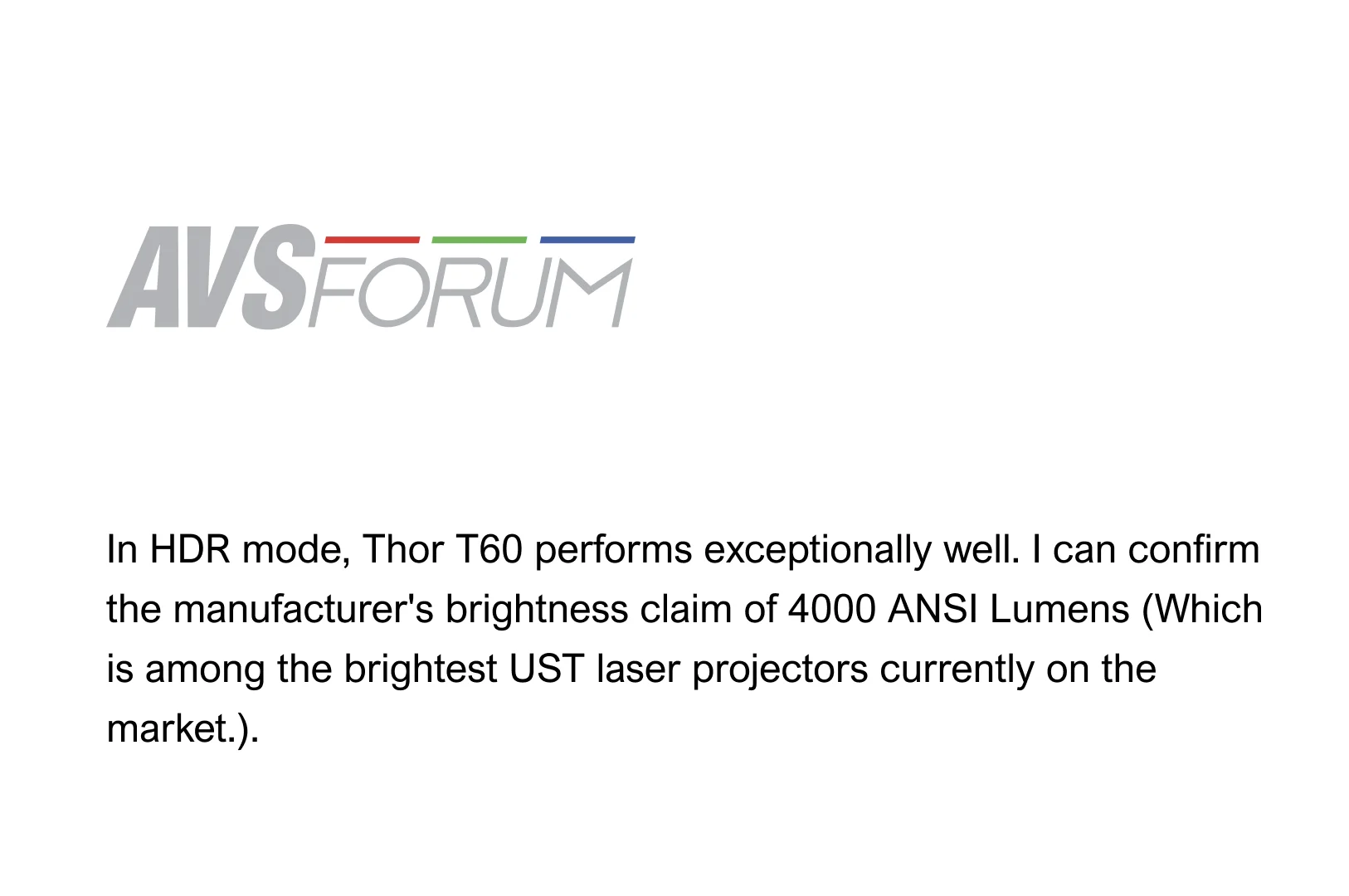 AVSForum Reviews about Thor T60