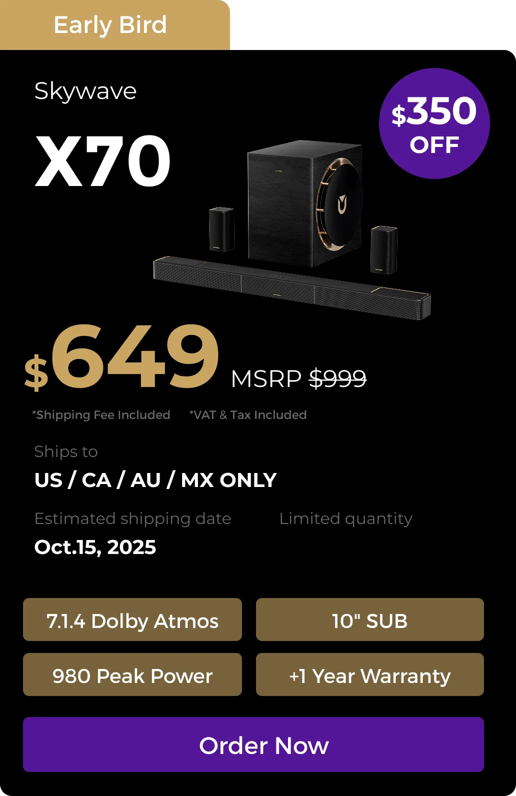 Skywave X70 7.1.4 Soundbar