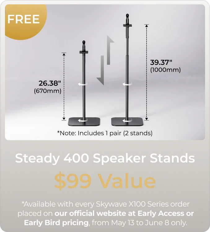 Limited-Time Bonus: Free Speaker Stands