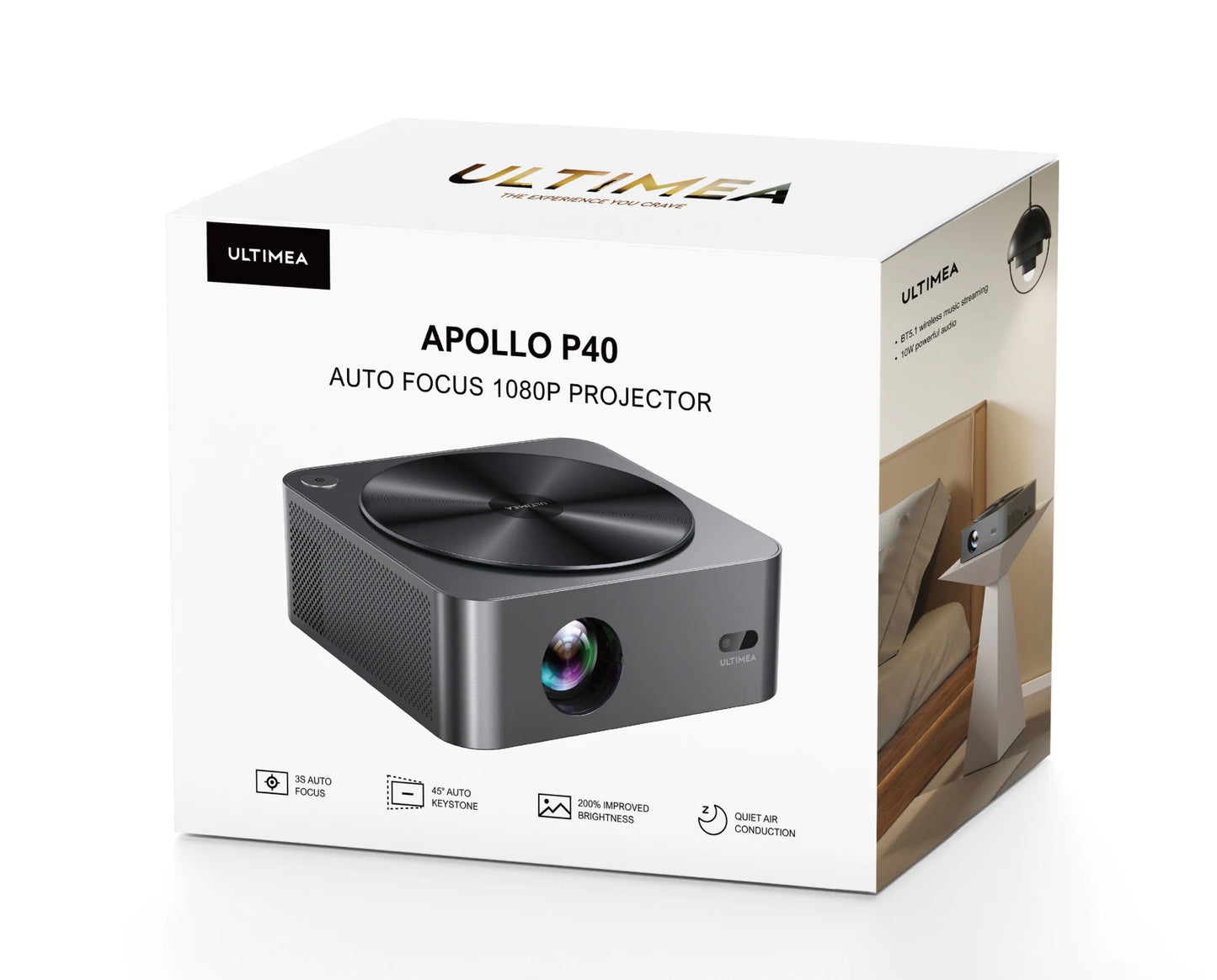 Ultimea Apollo P40 | Native 1080P Smart Projector with 4K Support